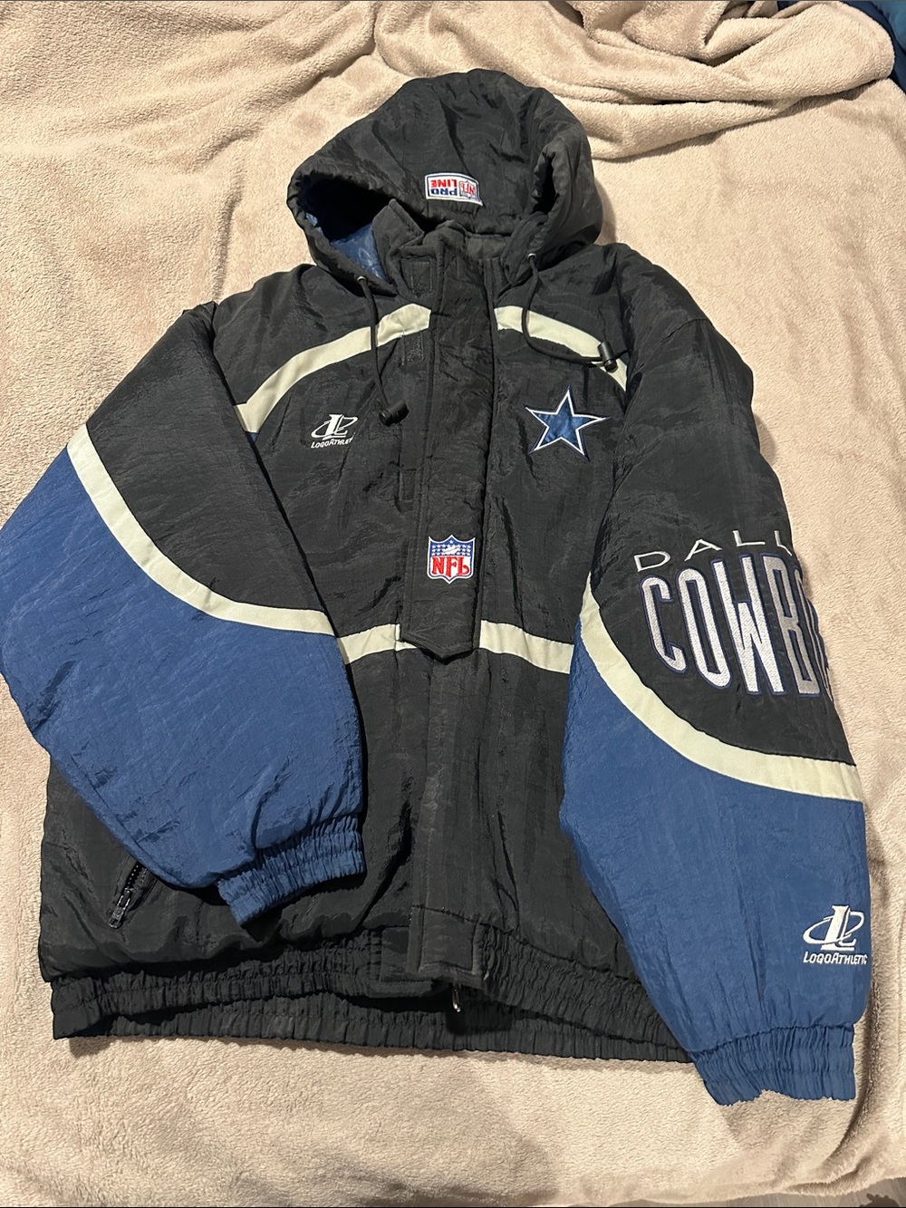 NFL Dallas Cowboys Black and Blue Hooded Puffer Jacket